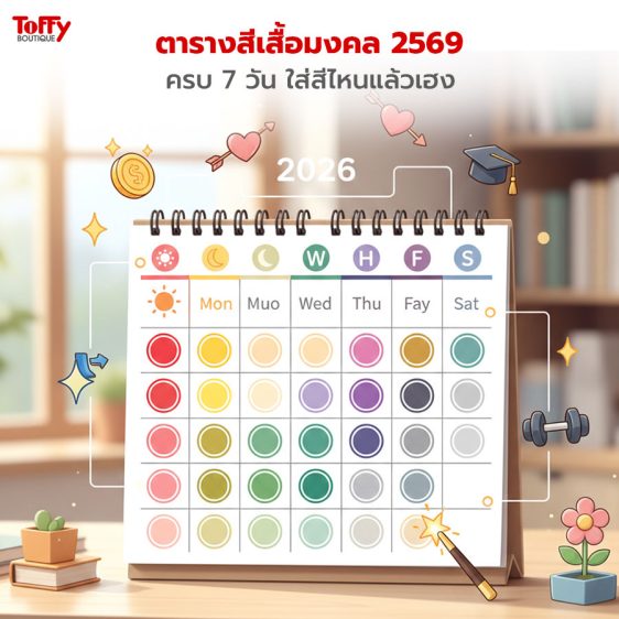 ตารางสีเสื้อมงคล 2569 ครบ 7 วัน ใส่สีไหนแล้วเฮง โดยหมอช้าง-ทศพร ศรีตุลา