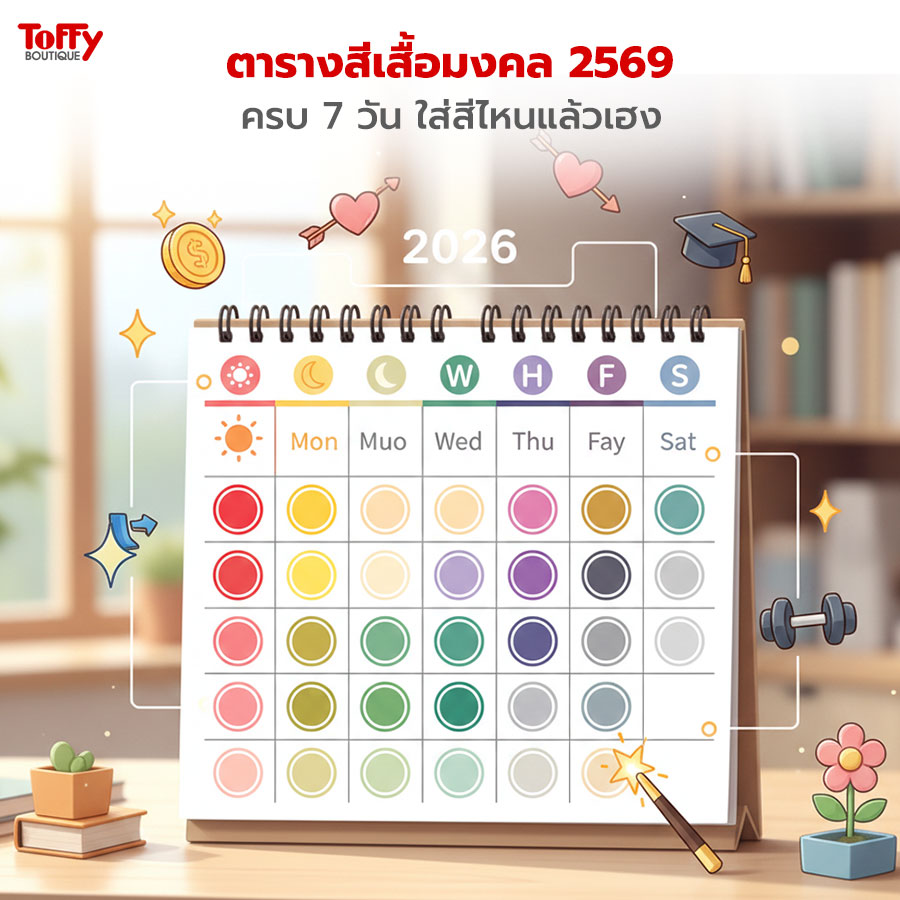 ตารางสีเสื้อมงคล 2569 ครบ 7 วัน ใส่สีไหนแล้วเฮง โดยหมอช้าง-ทศพร ศรีตุลา